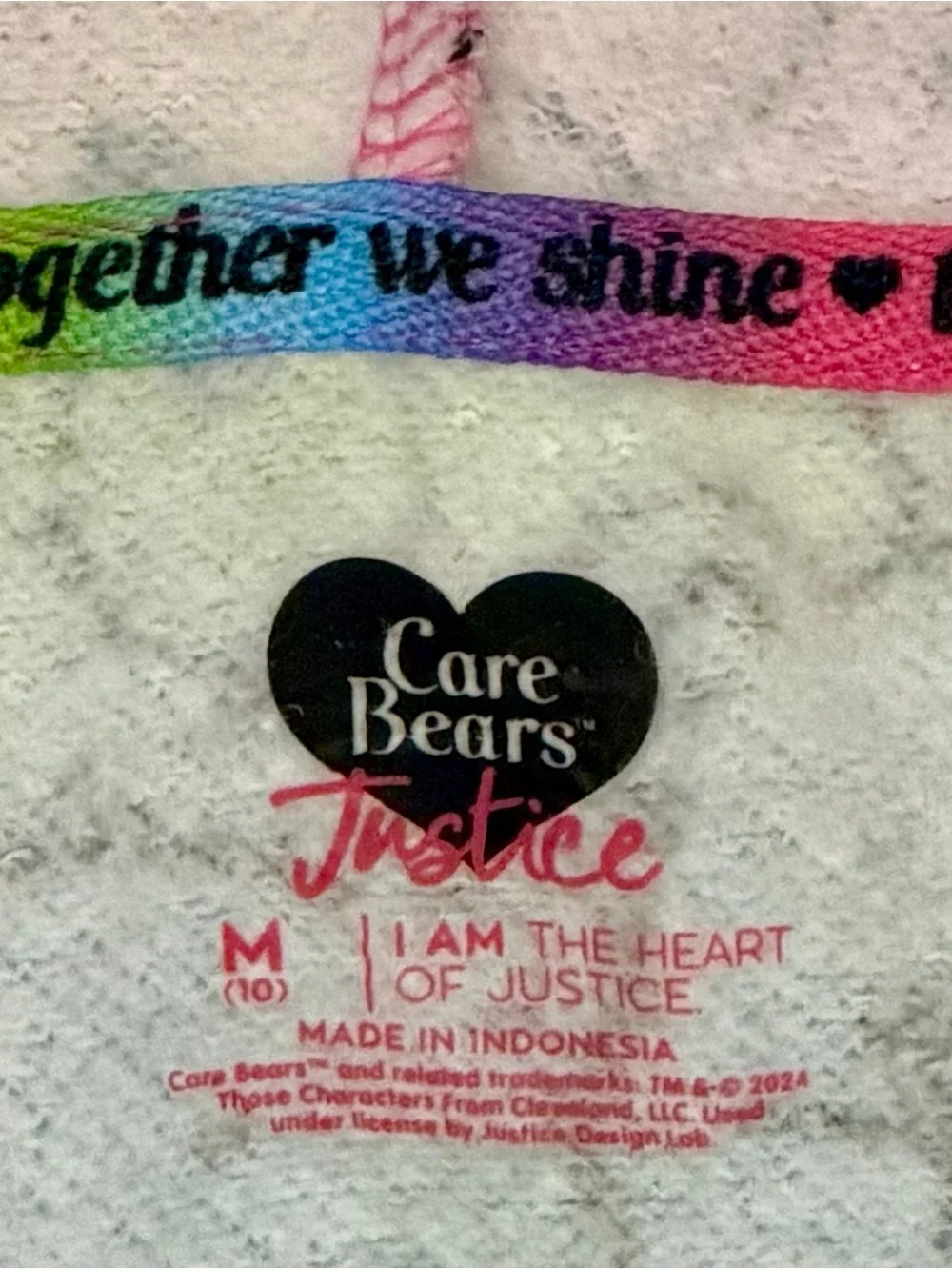 Justice Care Bears Rainbow Gradient Zip Hoodie - Girls M/10